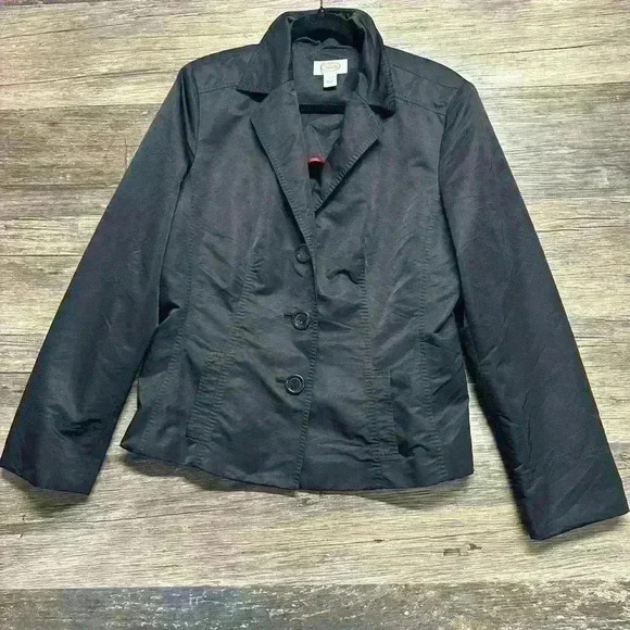 Talbots Black Blazer Jacket with red accents Women Size Large - Picture 1 of 4